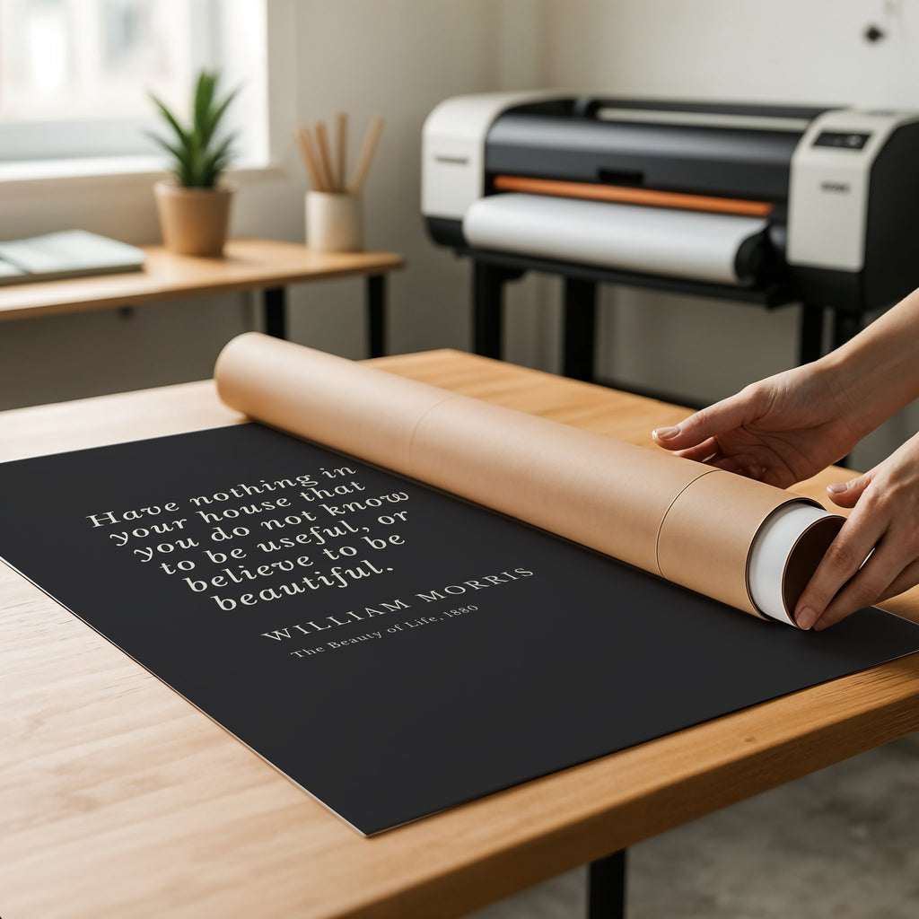 William Morris Quote Poster | "Have nothing in your house that you do not know to be useful, or believe to be beautiful." Matte Finish, A2 Size