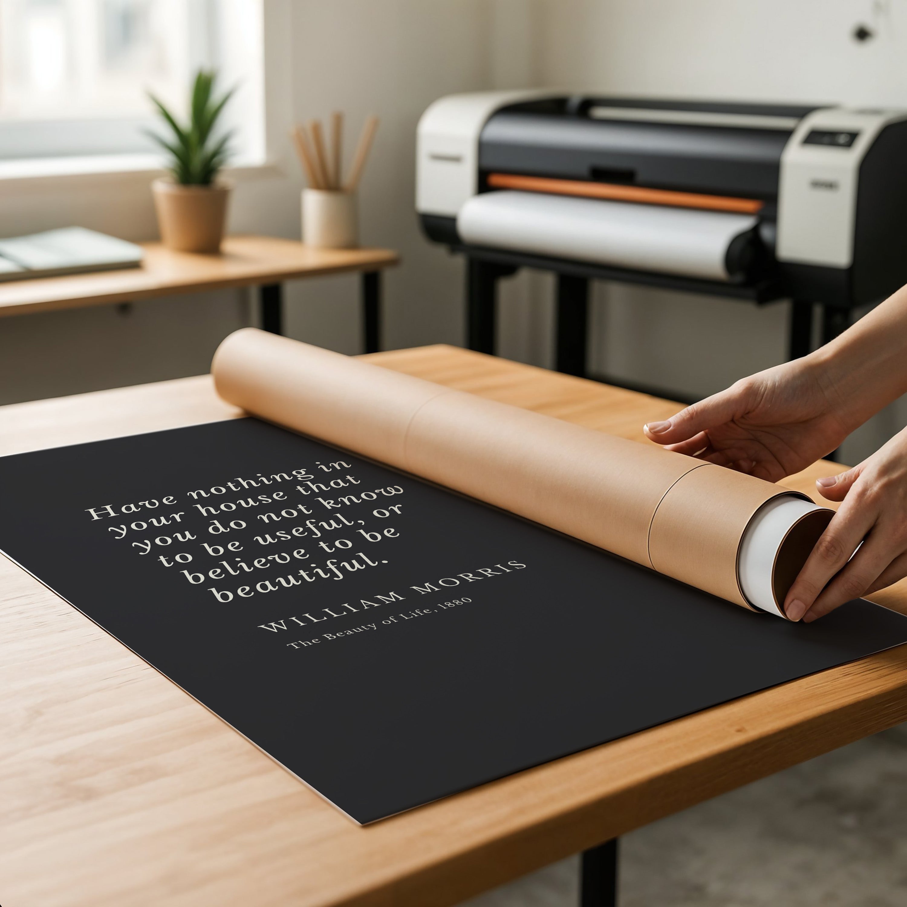 William Morris Quote Poster | "Have nothing in your house that you do not know to be useful, or believe to be beautiful." Matte Finish, A2 Size