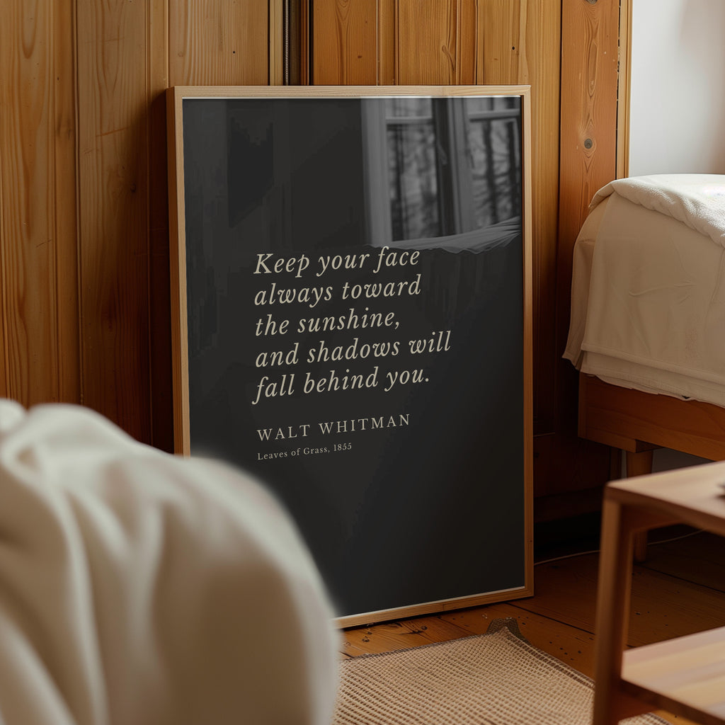 Walt Whitman 'Sunshine' Quote Matte Poster A2 | Inspiring Literary Wall Art in Various Sizes