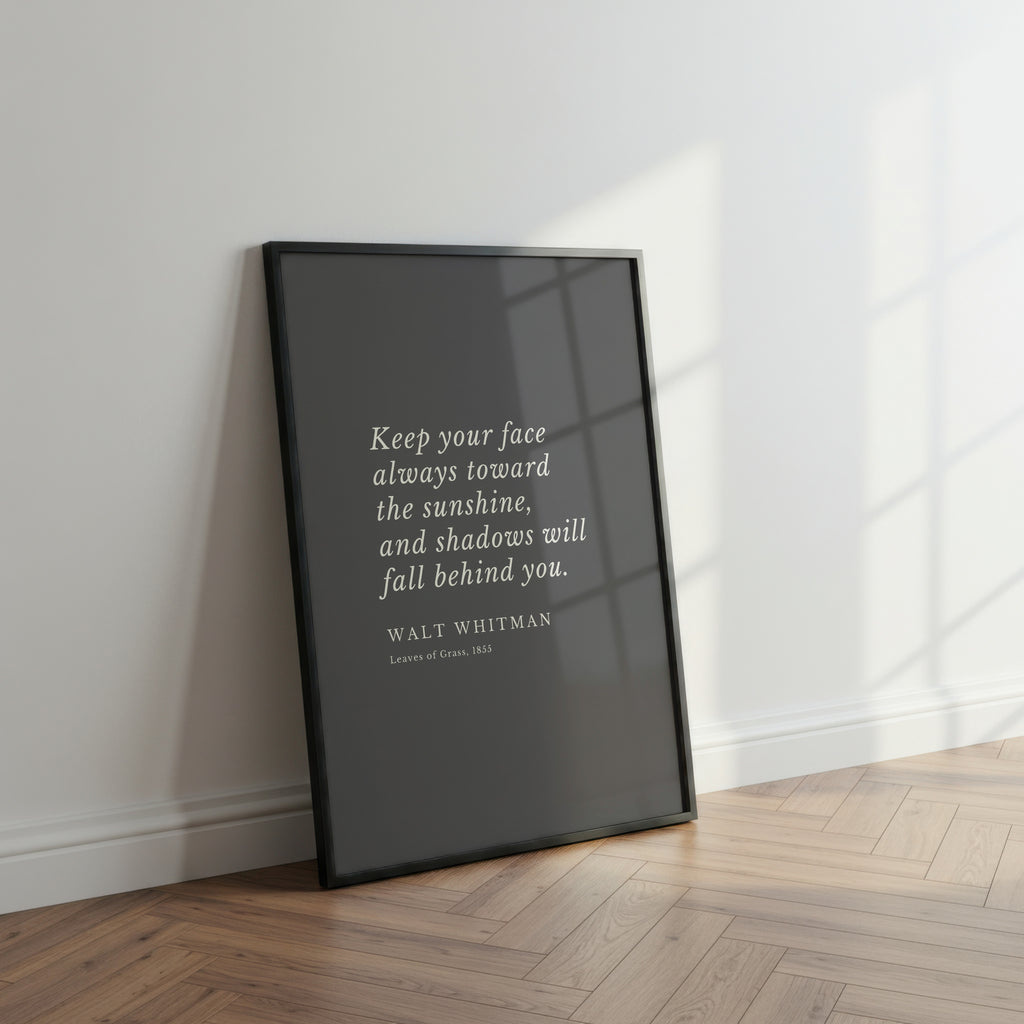 Walt Whitman 'Sunshine' Quote Matte Poster A2 | Inspiring Literary Wall Art in Various Sizes