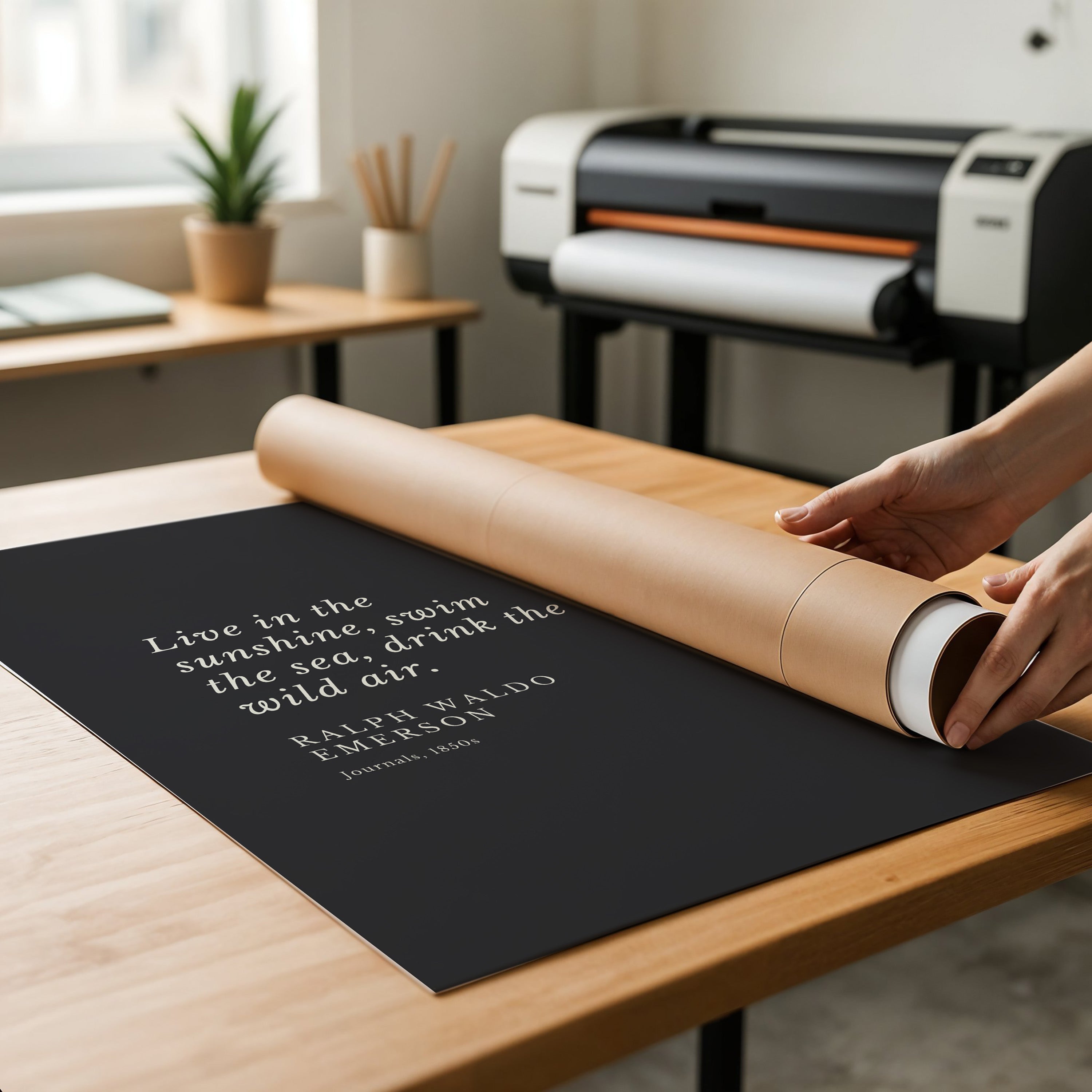 Ralph Waldo Emerson Quote Matte Poster | "Live in the sunshine..." | Journals, 1850s